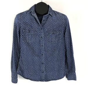 J. Crew Keeper Chambray Shirt Women's Size 0 Star Dot 100% Cotton Casual